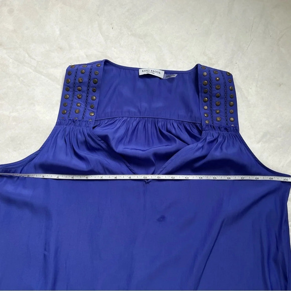Ramy Brook Women Electric Blue Satin V-neck Sleeveless Blouse Top Size S/P - Picture 9 of 10